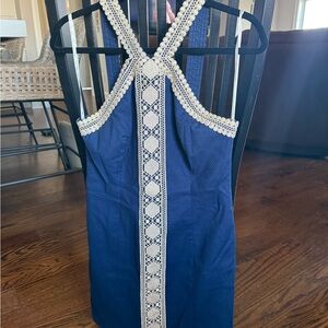 Lilly Pulitzer Navy Dress with Gold Design